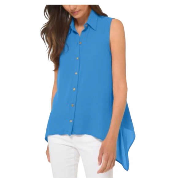 Michael Kors Handkerchief Hem Top Blue - Picture 1 of 5